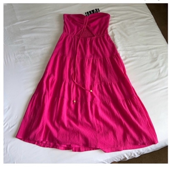 HYFVE Hot Pink Cut Out Midi Dress